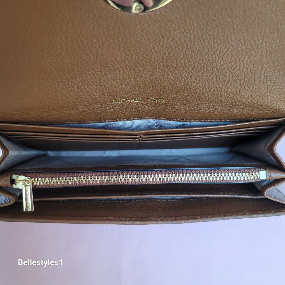 MICHAEL KORS Pebbled Leather Flap Large Wallet-Luggage color. PRE-OWNED/USED.⭐ - Picture 13 of 16